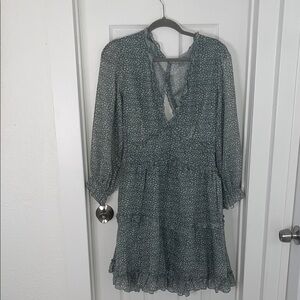 Elegant Green Floral Backless Dress